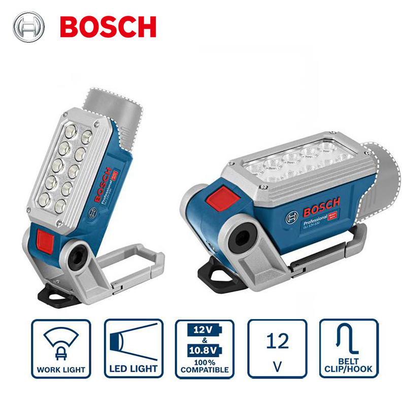 Bosch GLI 12V-330 전문 무선 조명 LED 밝기 설정 330 루멘 자기 유연한 램프와 다목적 Worklight
